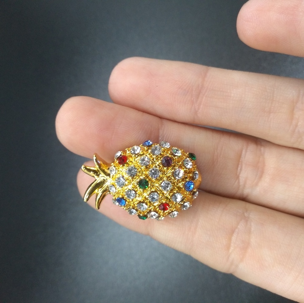 Jewel Tones Stunning Crystal Pineapple Brooch View 3